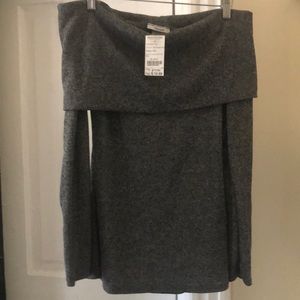 🧡‼️ NWT Off Shoulder Dark Grey Long Sleeve Top